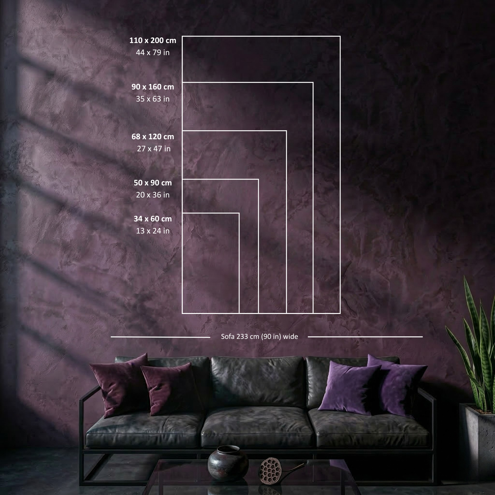 Größenvergleich Hochformat 34×60 bis 110×200 cm