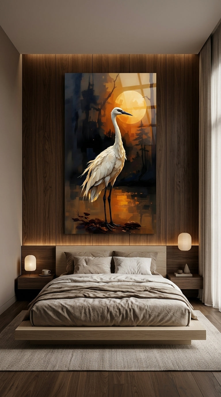 Kranich im Abendlicht | Acrylglas Fine Art Print ZenSaku Studio