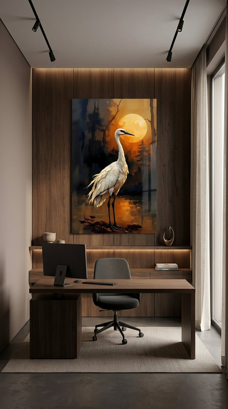 Kranich im Abendlicht | Acrylglas Fine Art Print ZenSaku Studio