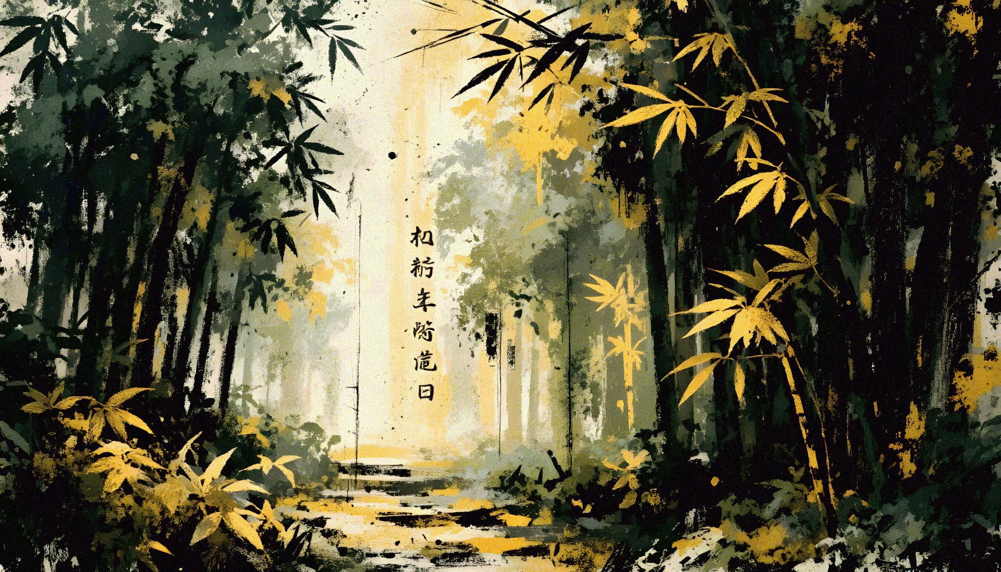 Japanese Bamboo Forest with Gold Accents | Acrylic Glass Fine Art Print