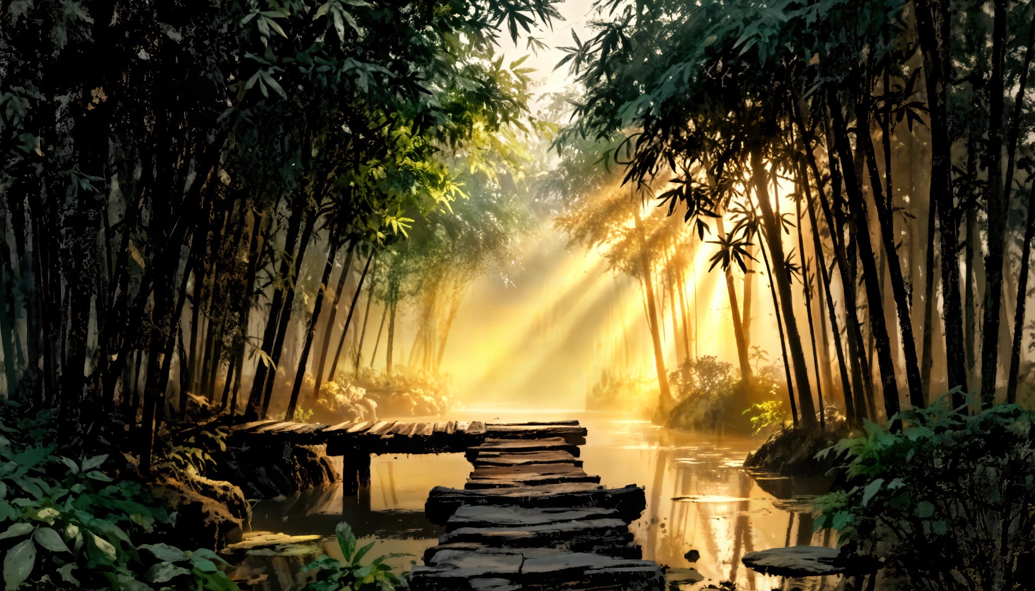 Zen Lichtpfad im Bambuswald | Acrylglas Fine Art Print ZenSaku Studio