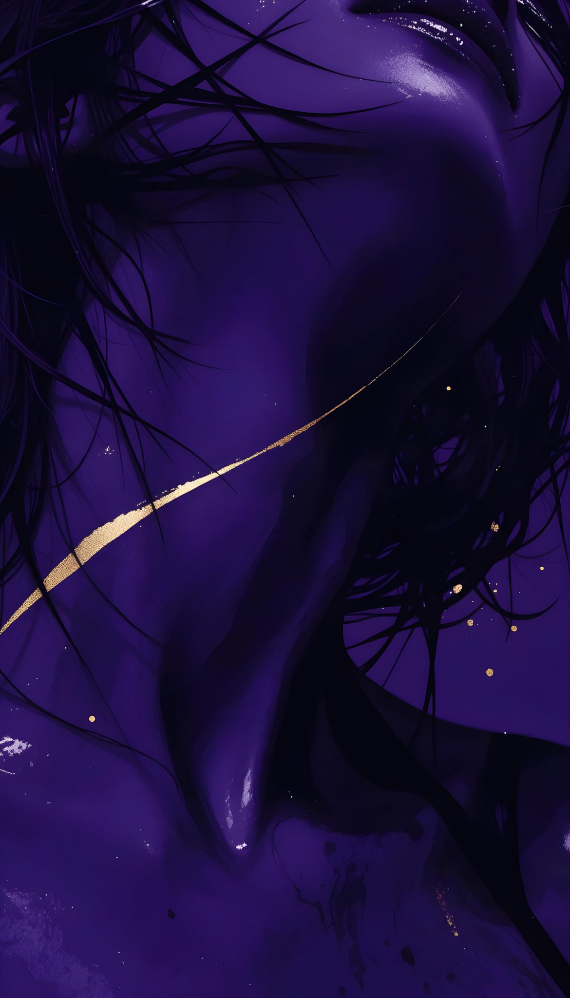 Violette Körperkunst  mit Goldakzent | Acrylglas Fine Art Print ZenSaku Studio