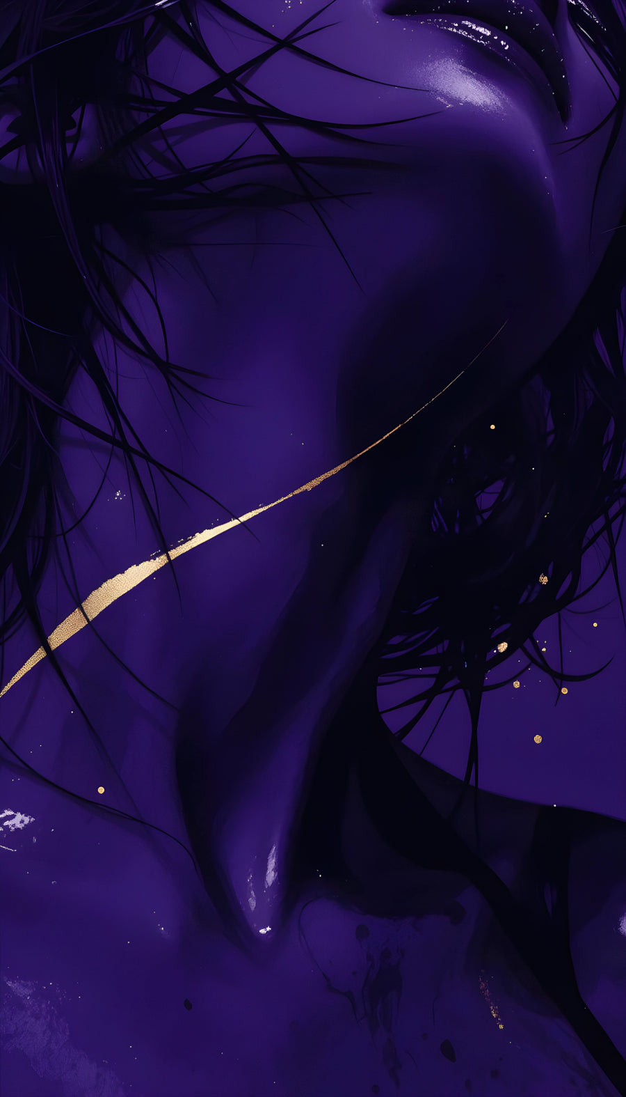 Violette Körperkunst  mit Goldakzent | Acrylglas Fine Art Print ZenSaku Studio