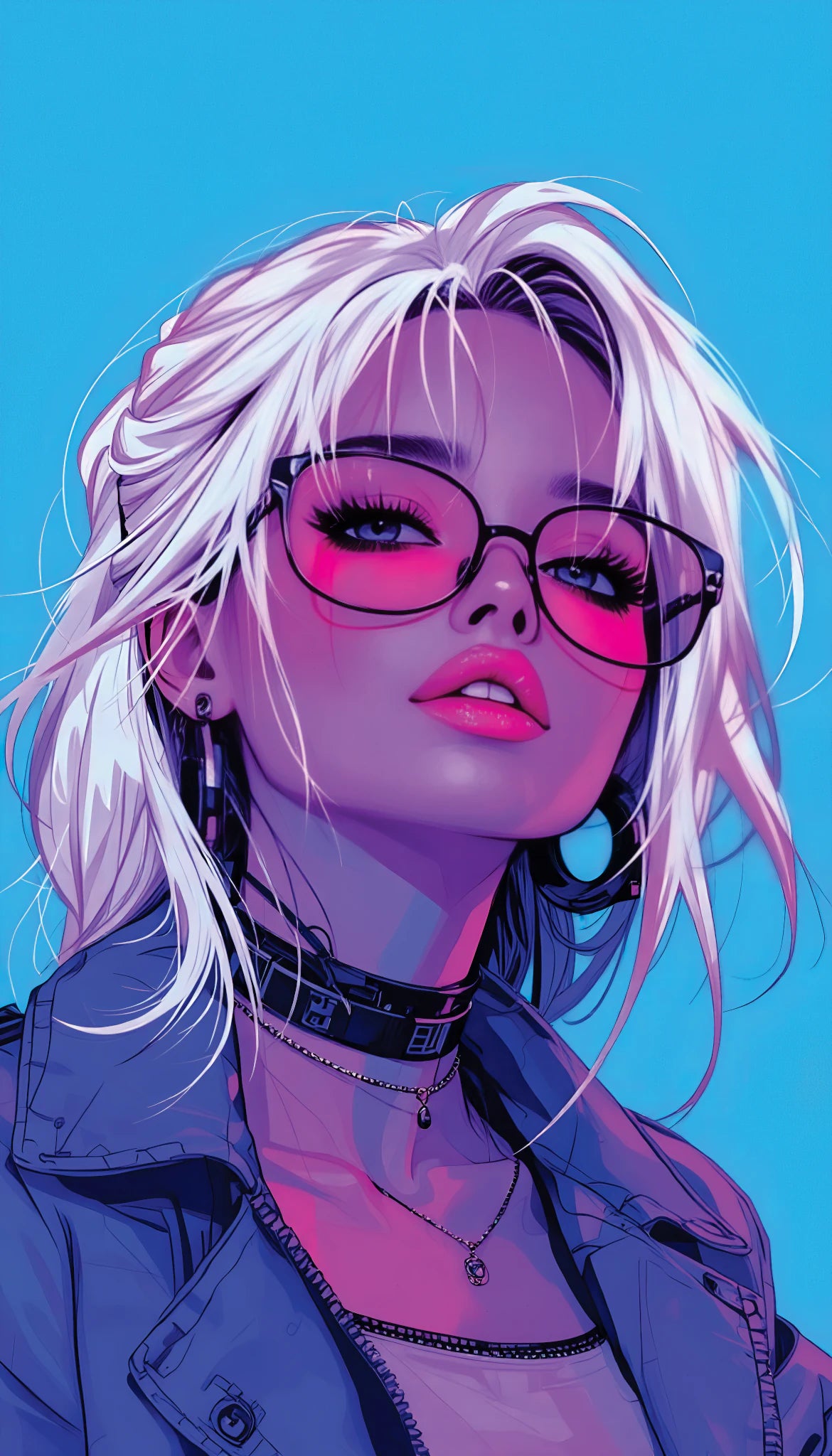 Neon Muse – Portrait pop art en rose et bleu | Affiche de qualité galerie