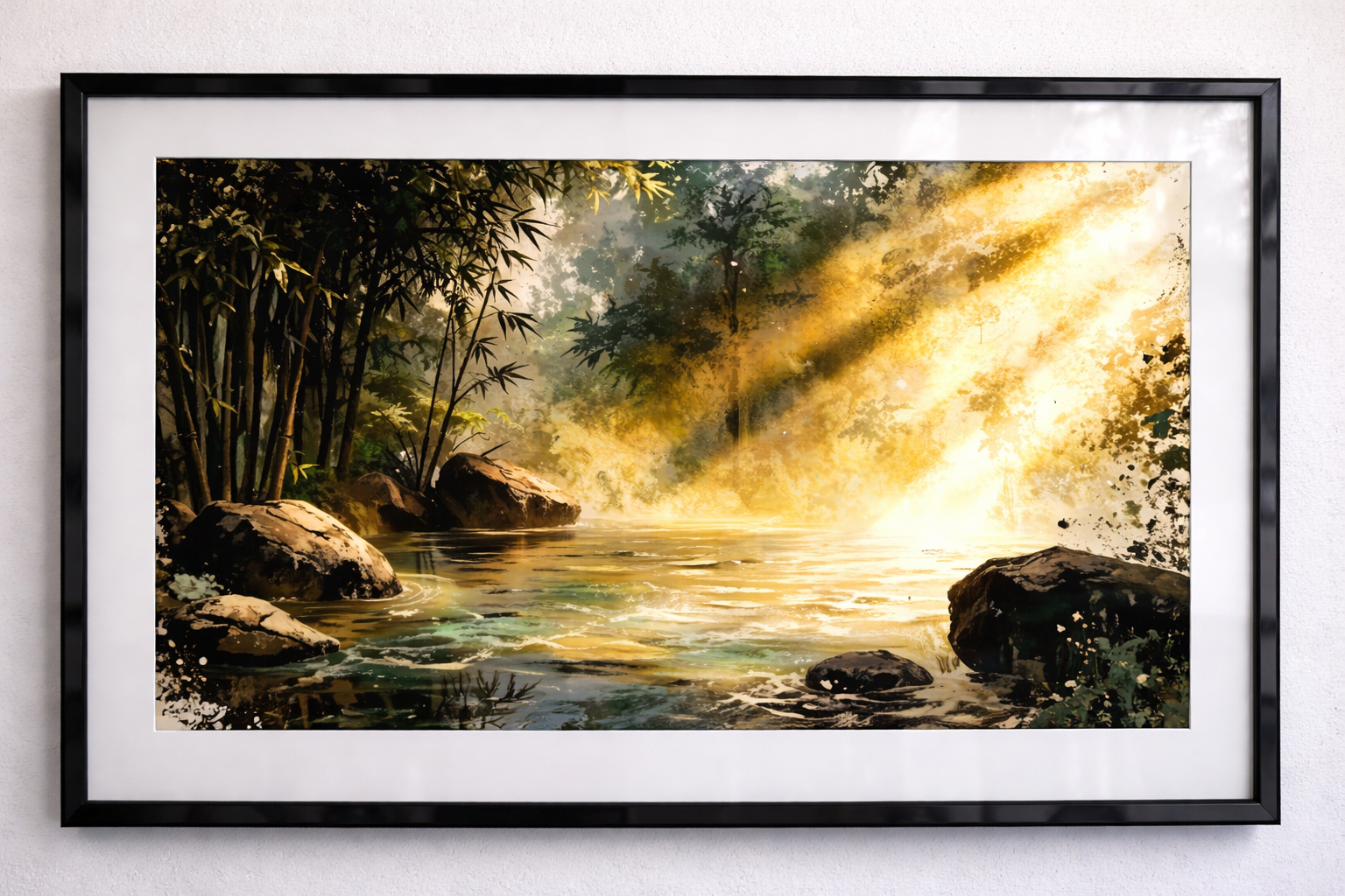 Golden Onsen in a Bamboo Forest | Gallery-Quality Poster ZenSaku Studio