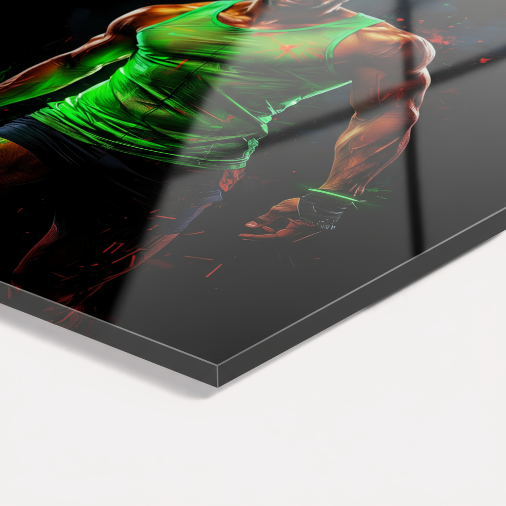 Neon Warrior – Acrylic glass picture in a futuristic fitness design | Strength &amp; energy for your home or gym