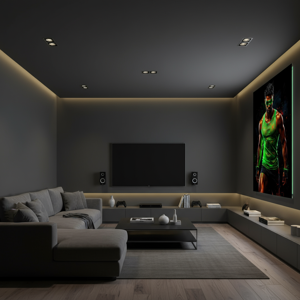 Neon Warrior – Acrylic glass picture in a futuristic fitness design | Strength &amp; energy for your home or gym