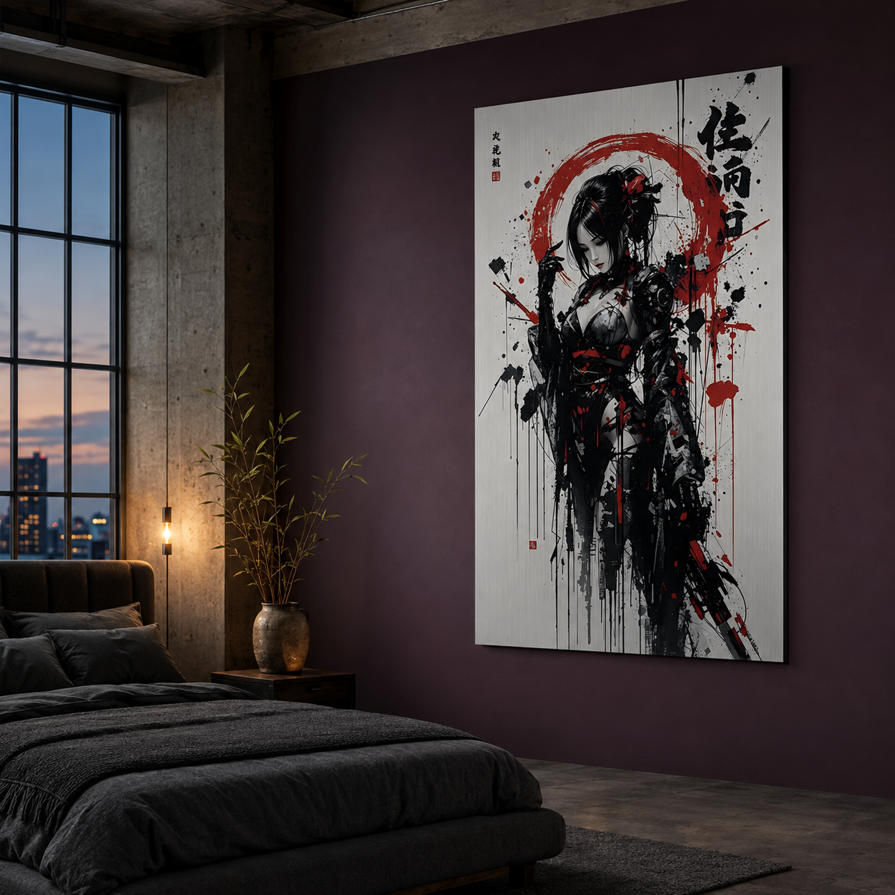 Cyborg Geisha – Alu-Dibond schlafzimmer – Gestaltungsbeispiel