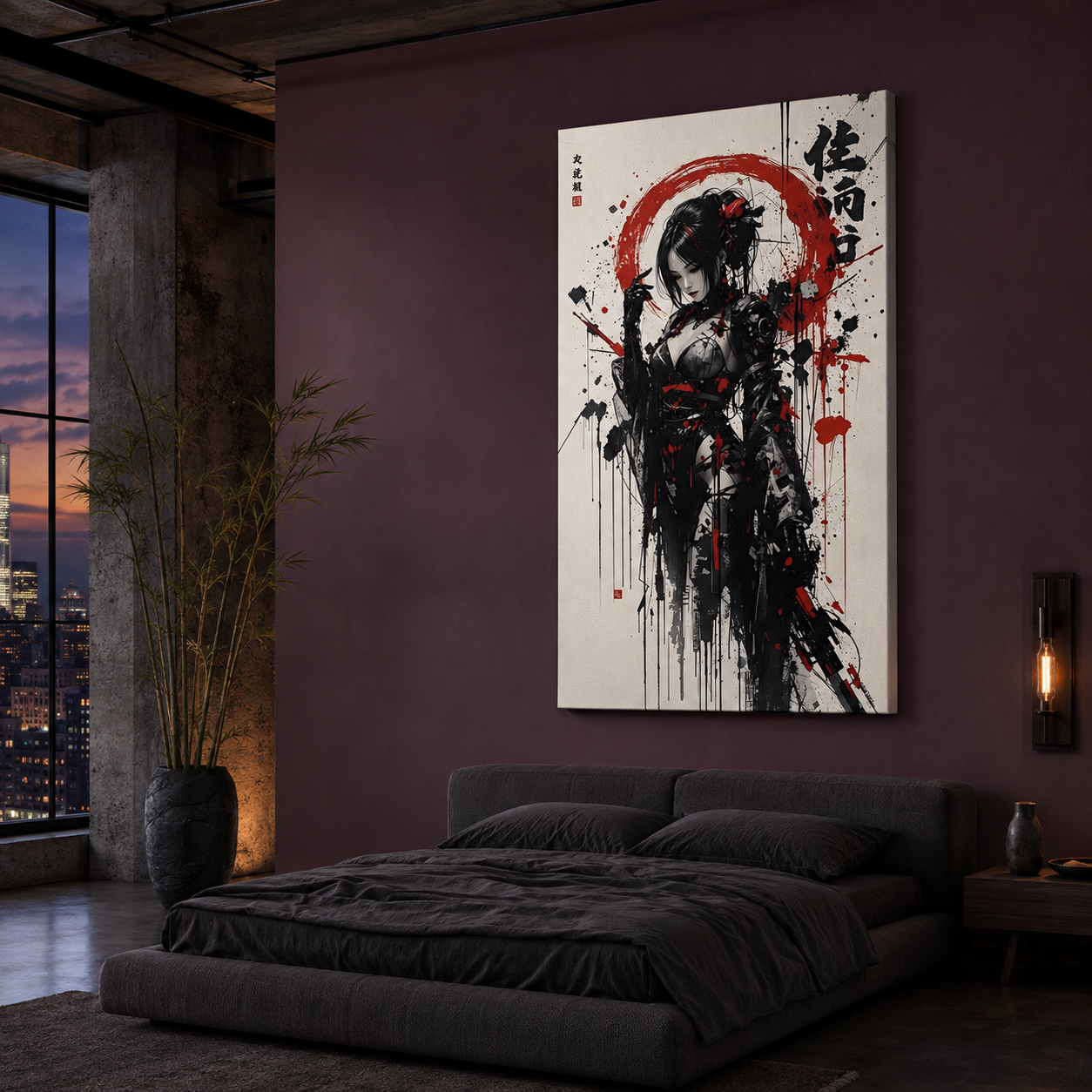 Cyborg Geisha – Leinwand schlafzimmer – Gestaltungsbeispiel