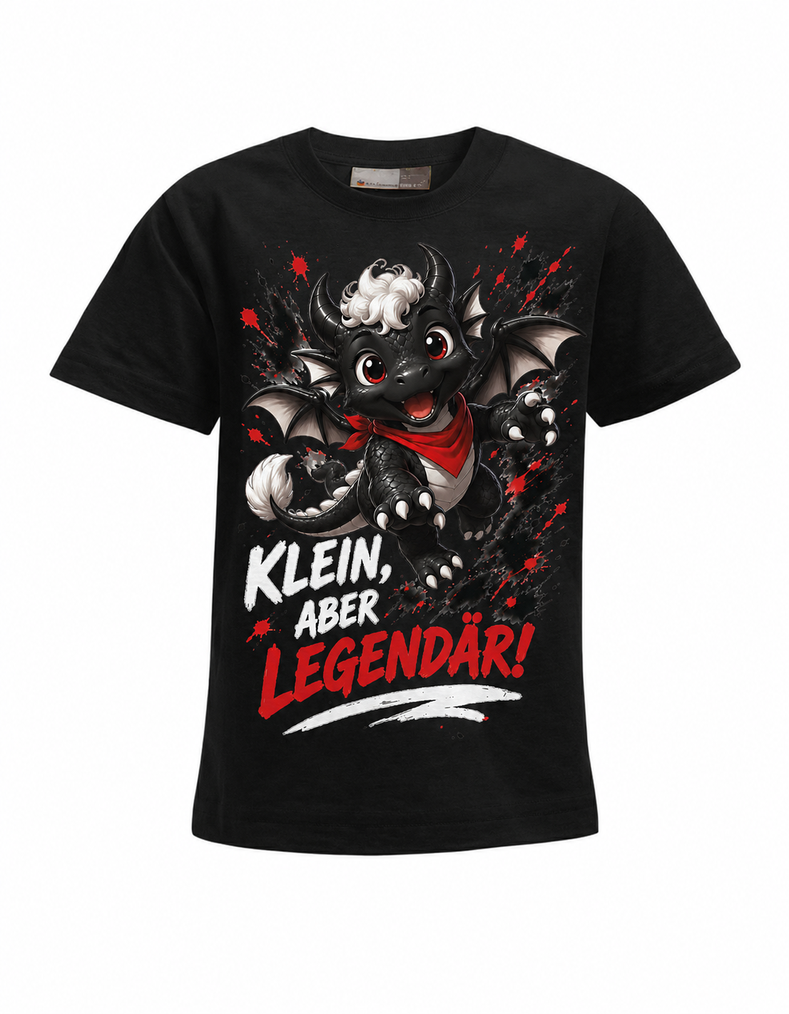Fino Klein aber legendär Kinder-T-Shirt in Schwarz – Produktansicht