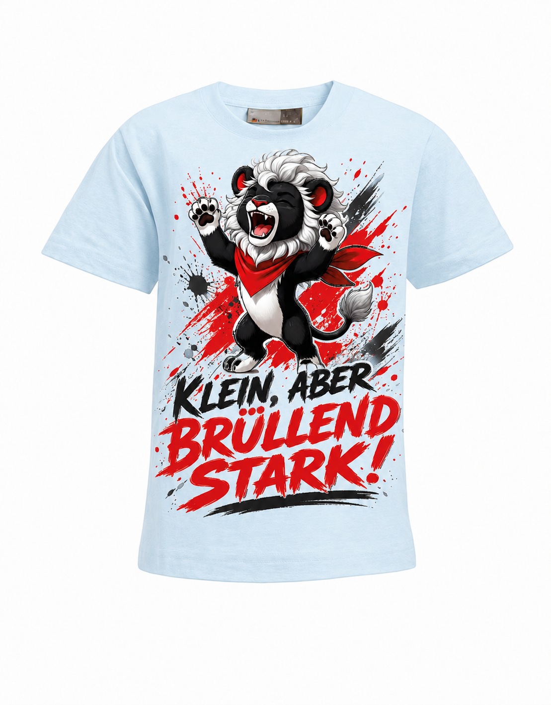 Löwen Kinder-T-Shirt Klein, aber brüllend stark in Hellblau