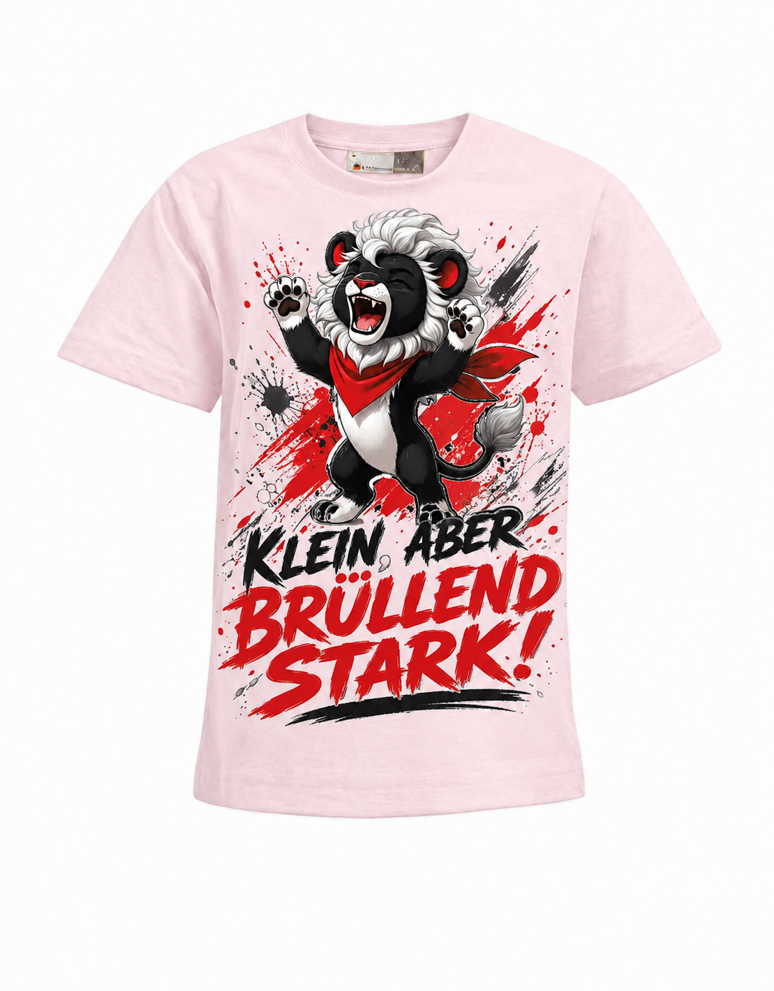 Löwen Kinder-T-Shirt Klein, aber brüllend stark in Hellrosa