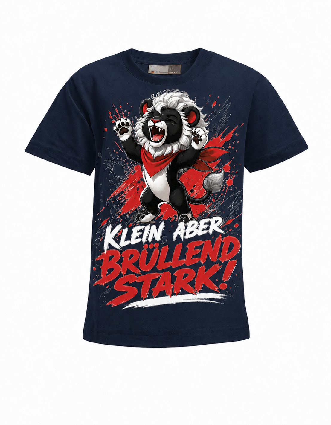 Löwen Kinder-T-Shirt Klein, aber brüllend stark in Navy