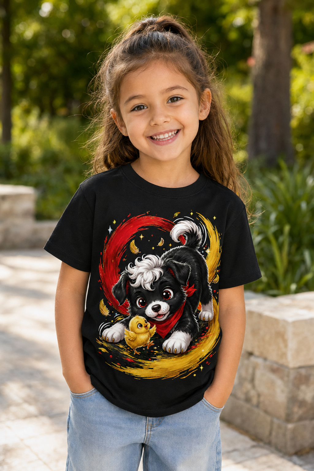 Milo Freundschaft Kinder-T-Shirt in Schwarz – getragen