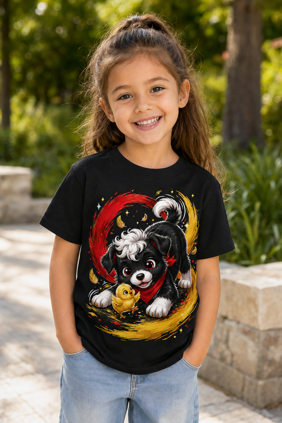 Milo Freundschaft Kinder-T-Shirt in Schwarz – getragen