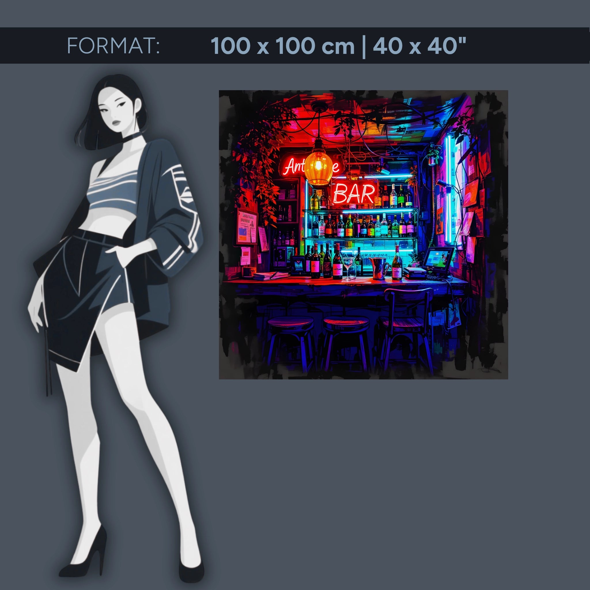 Neon Bar – Acrylic glass picture with retro nightlife flair