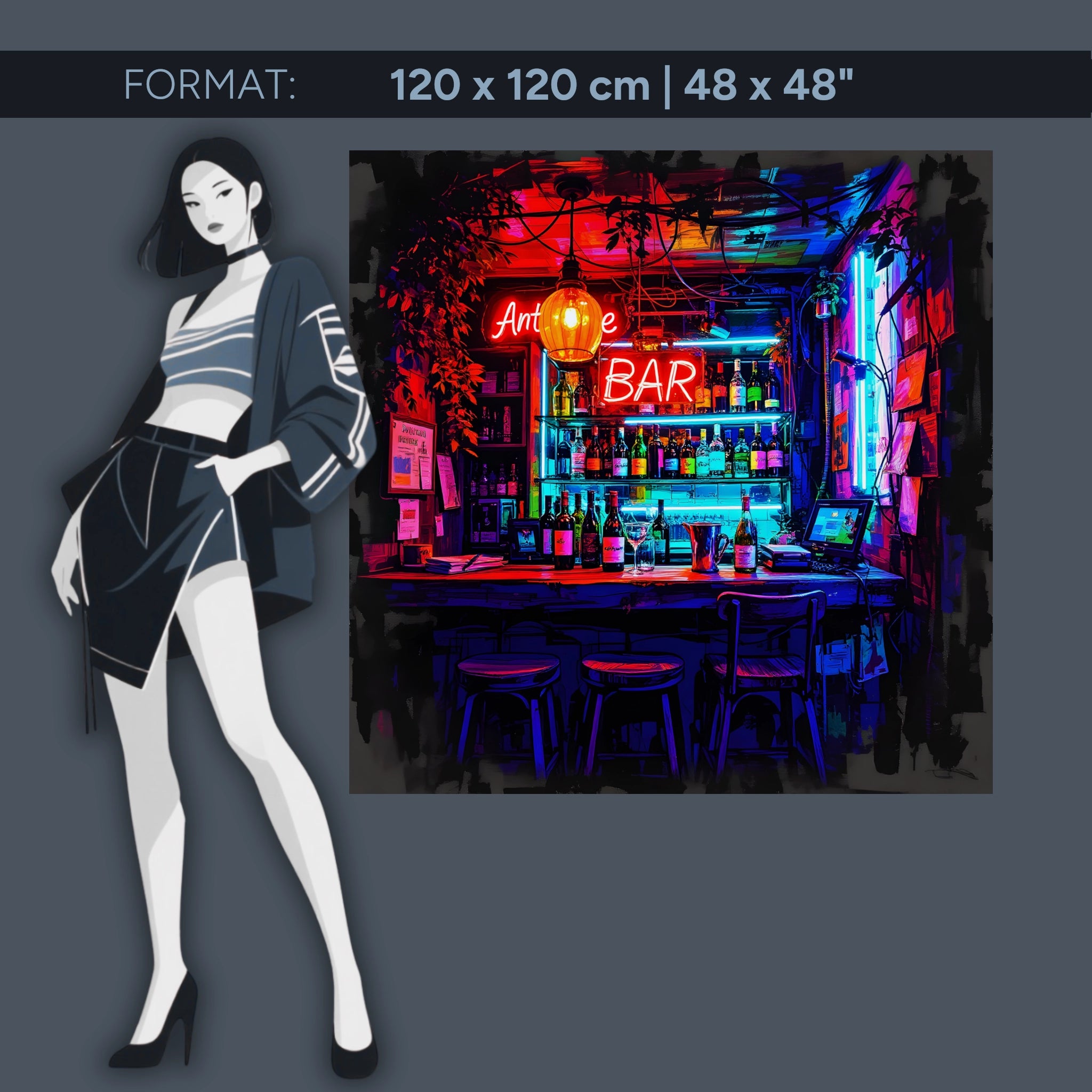Neon Bar – Acrylic glass picture with retro nightlife flair