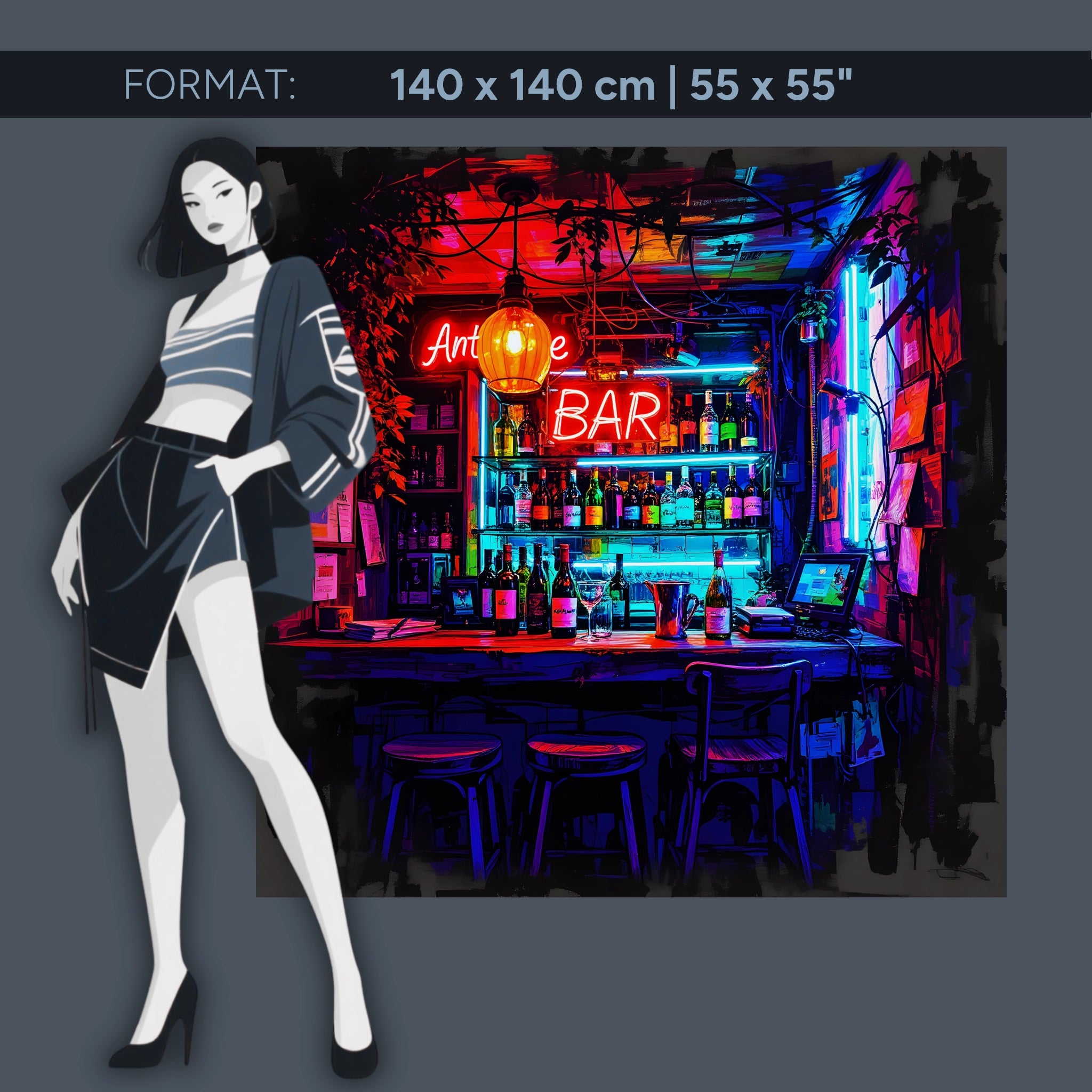 Neon Bar – Acrylic glass picture with retro nightlife flair