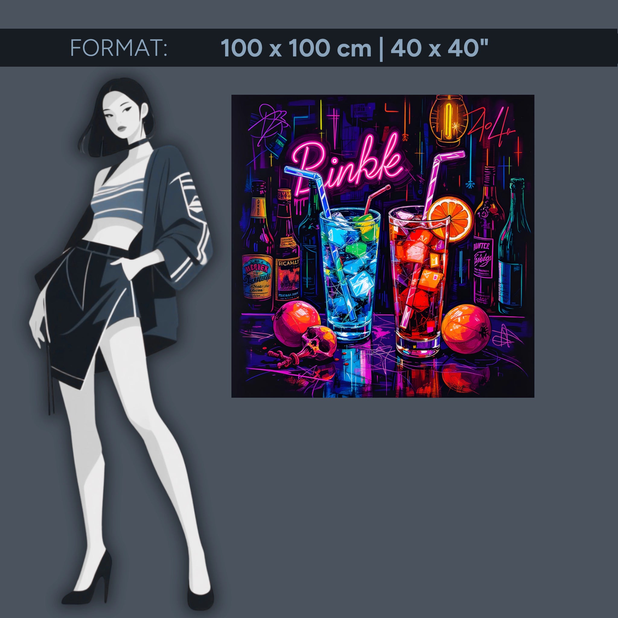 Neon Cocktail Art – Acrylic Glass Wall Art for Bar &amp; Living Room