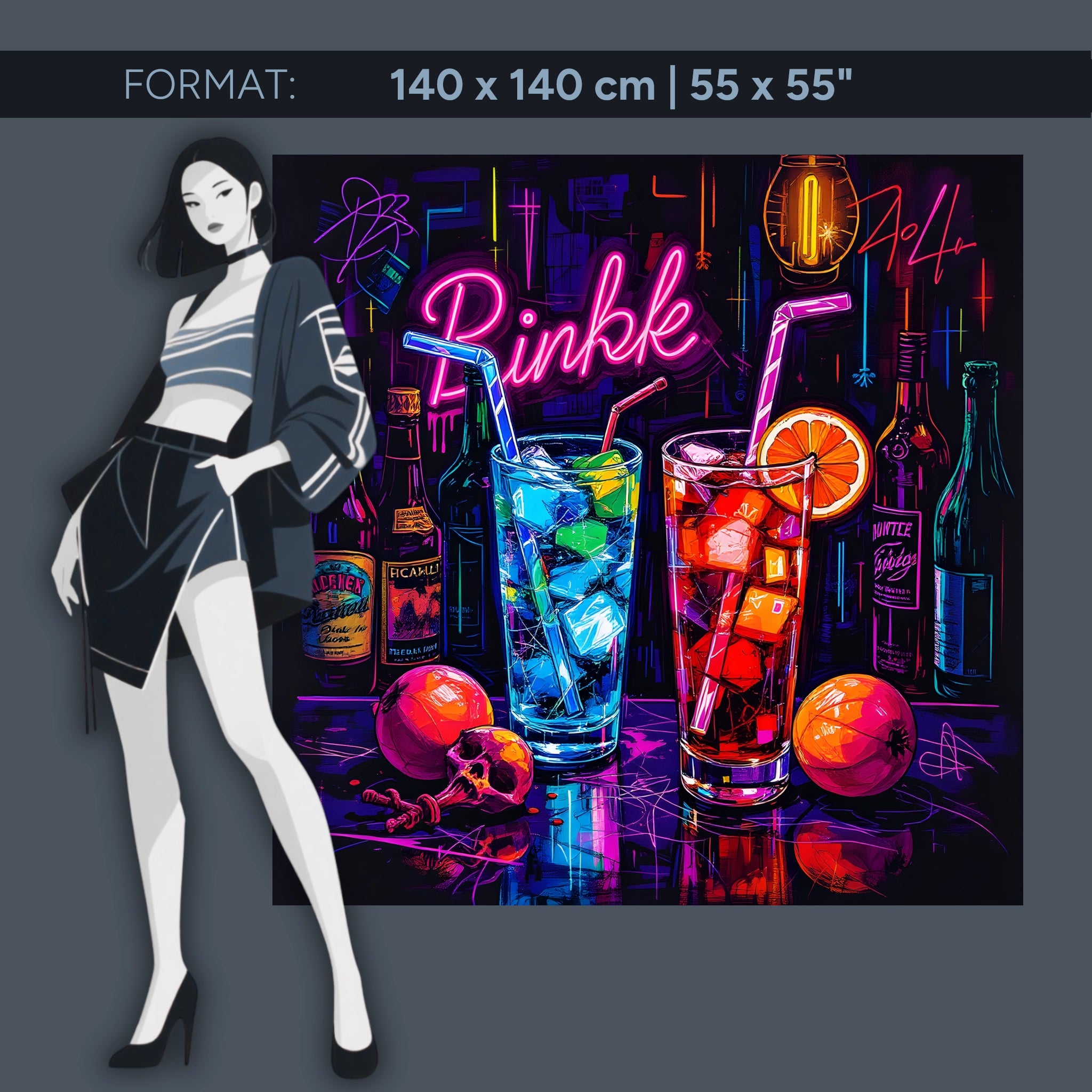 Neon Cocktail Art – Acrylic Glass Wall Art for Bar &amp; Living Room