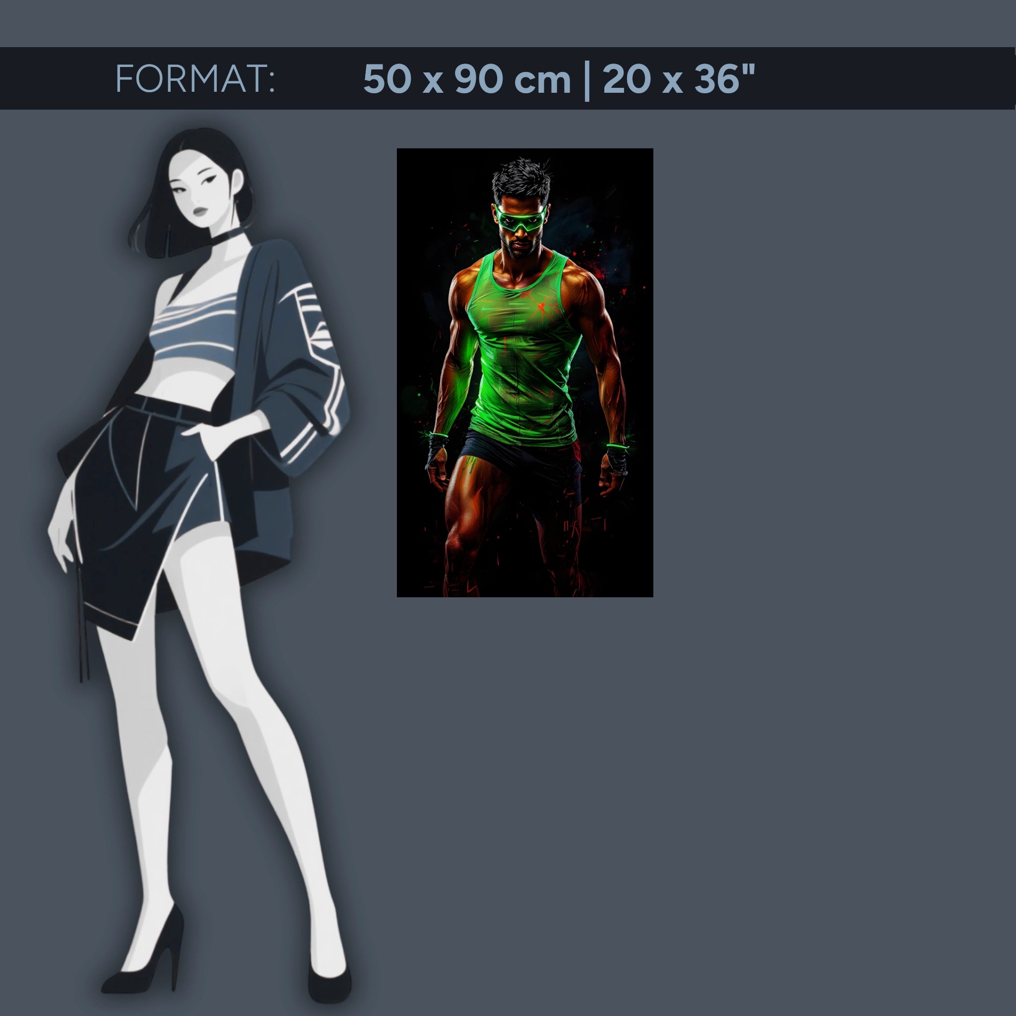 Neon Warrior – Acrylic glass picture in a futuristic fitness design | Strength &amp; energy for your home or gym