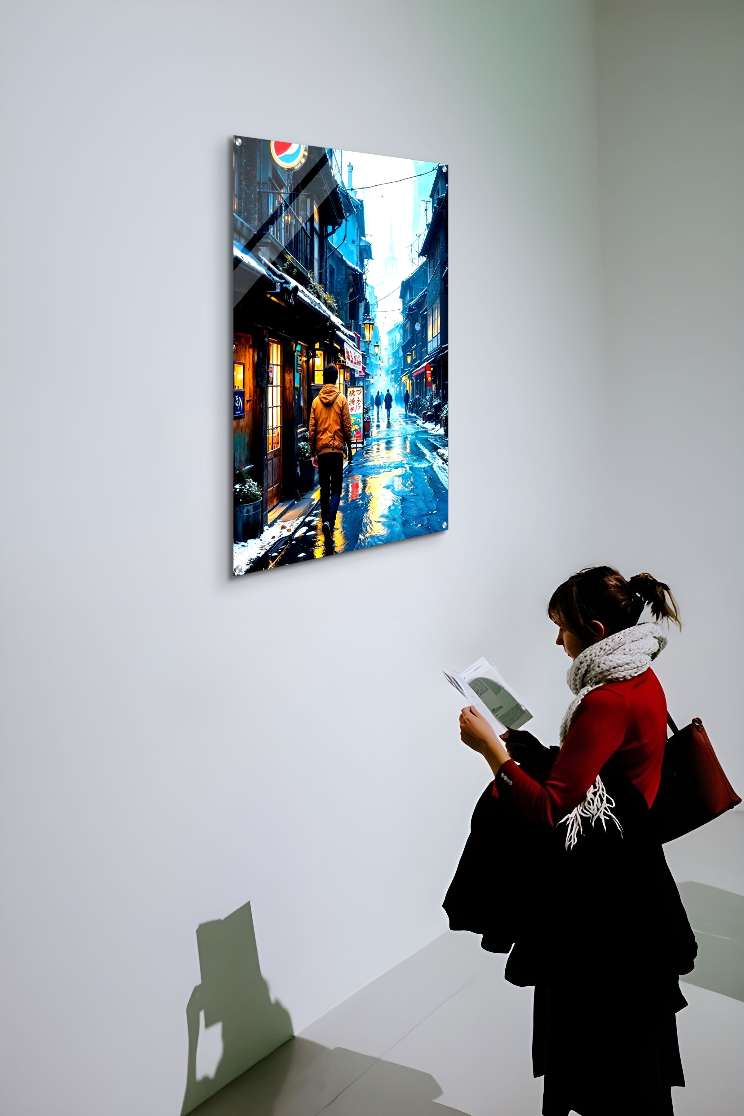 Neon Silence, An Evening in Kyoto - Art mural en divers matériaux de 40 à 100 cm
