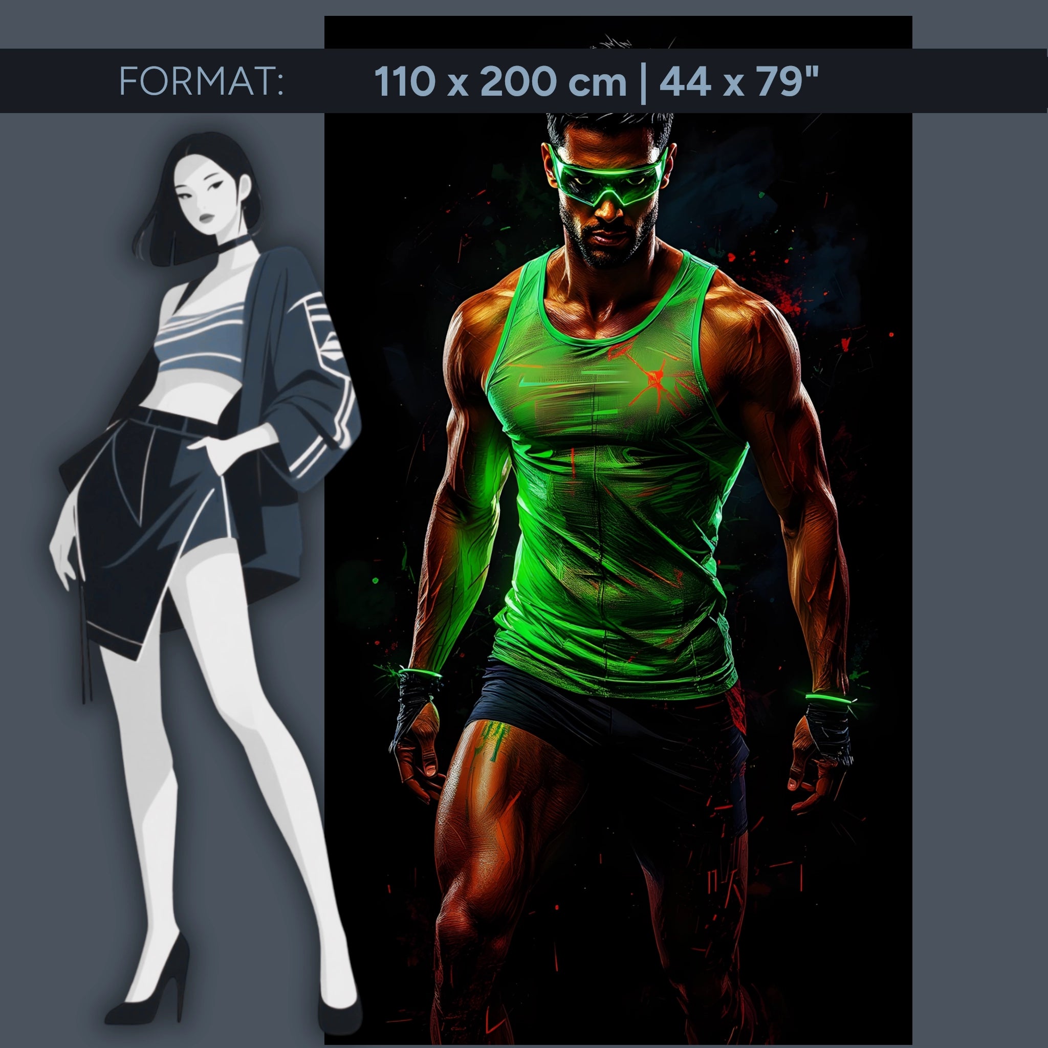 Neon Warrior – Acrylic glass picture in a futuristic fitness design | Strength &amp; energy for your home or gym