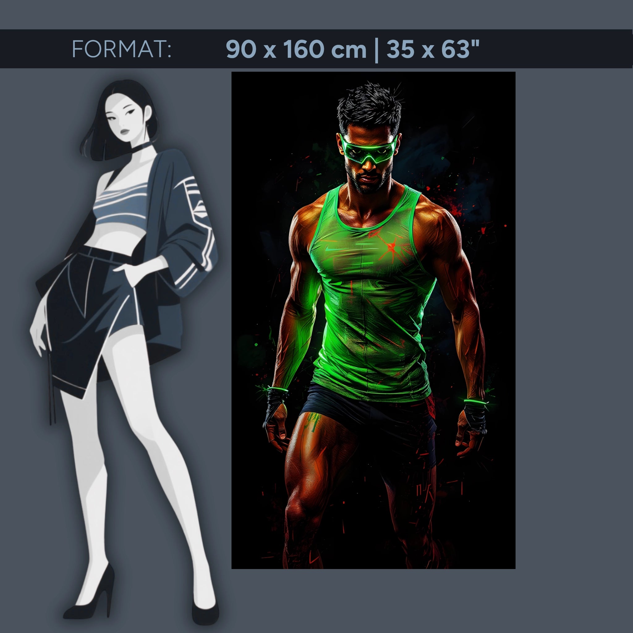 Neon Warrior – Acrylic glass picture in a futuristic fitness design | Strength &amp; energy for your home or gym