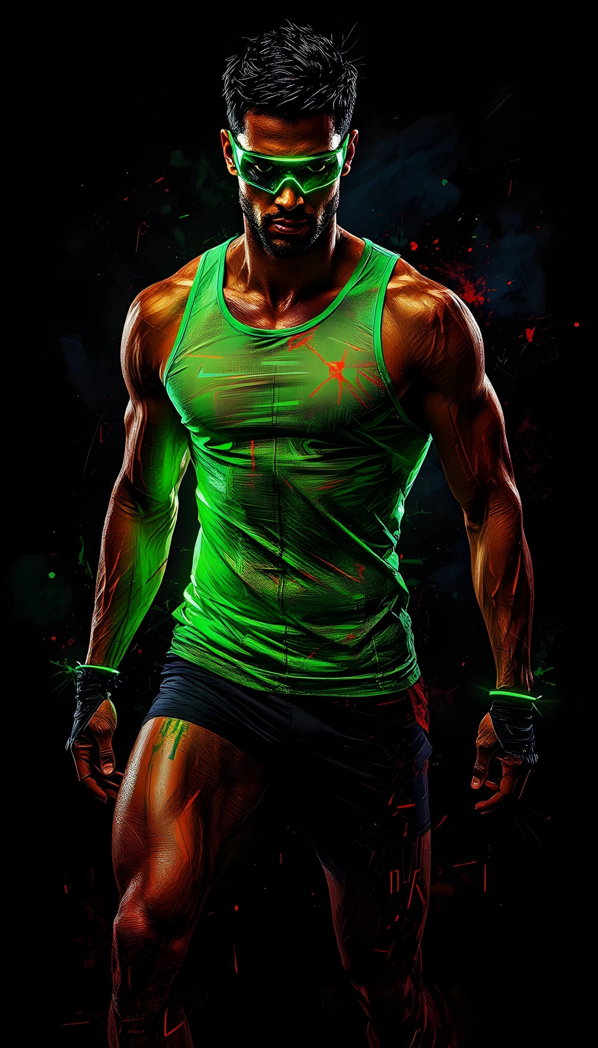 Neon Warrior – Acrylic glass picture in a futuristic fitness design | Strength &amp; energy for your home or gym