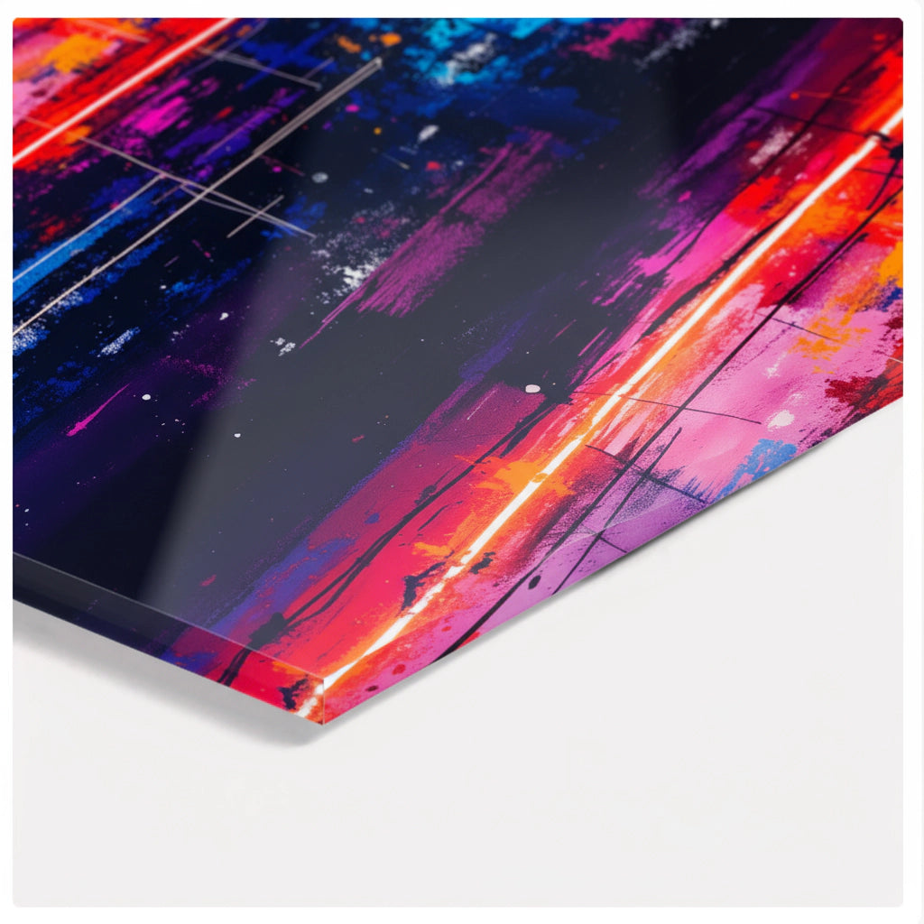 Neon Explosion – Abstract acrylic glass wall art with light &amp; color