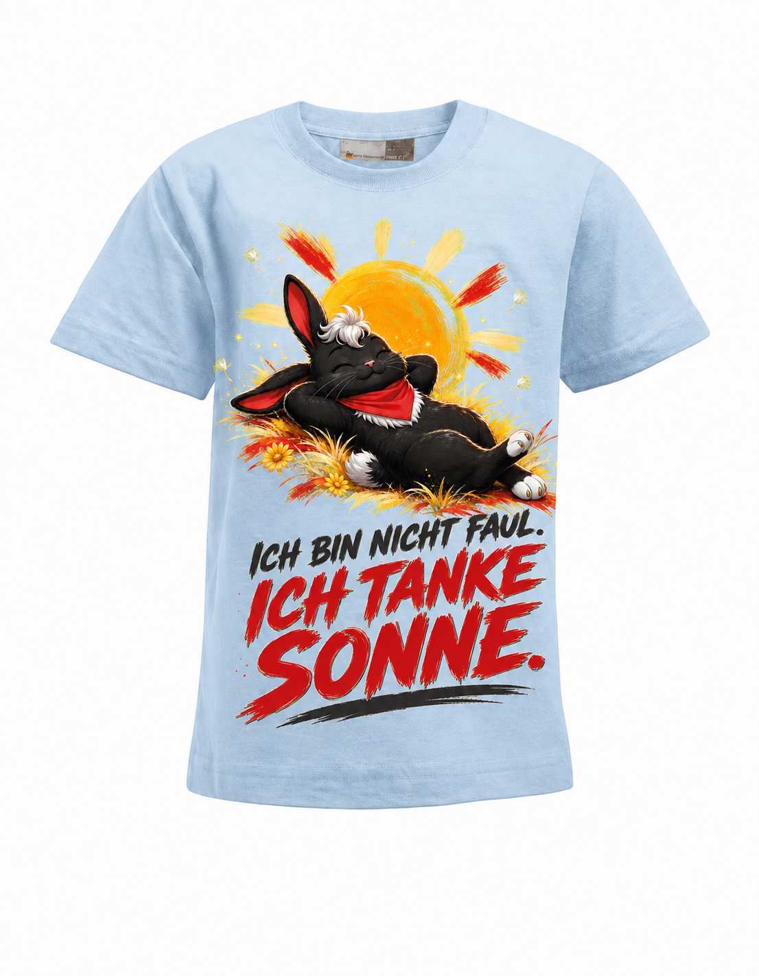 Sonne tanken Hase Kinder-T-Shirt in Hellblau – Produktansicht