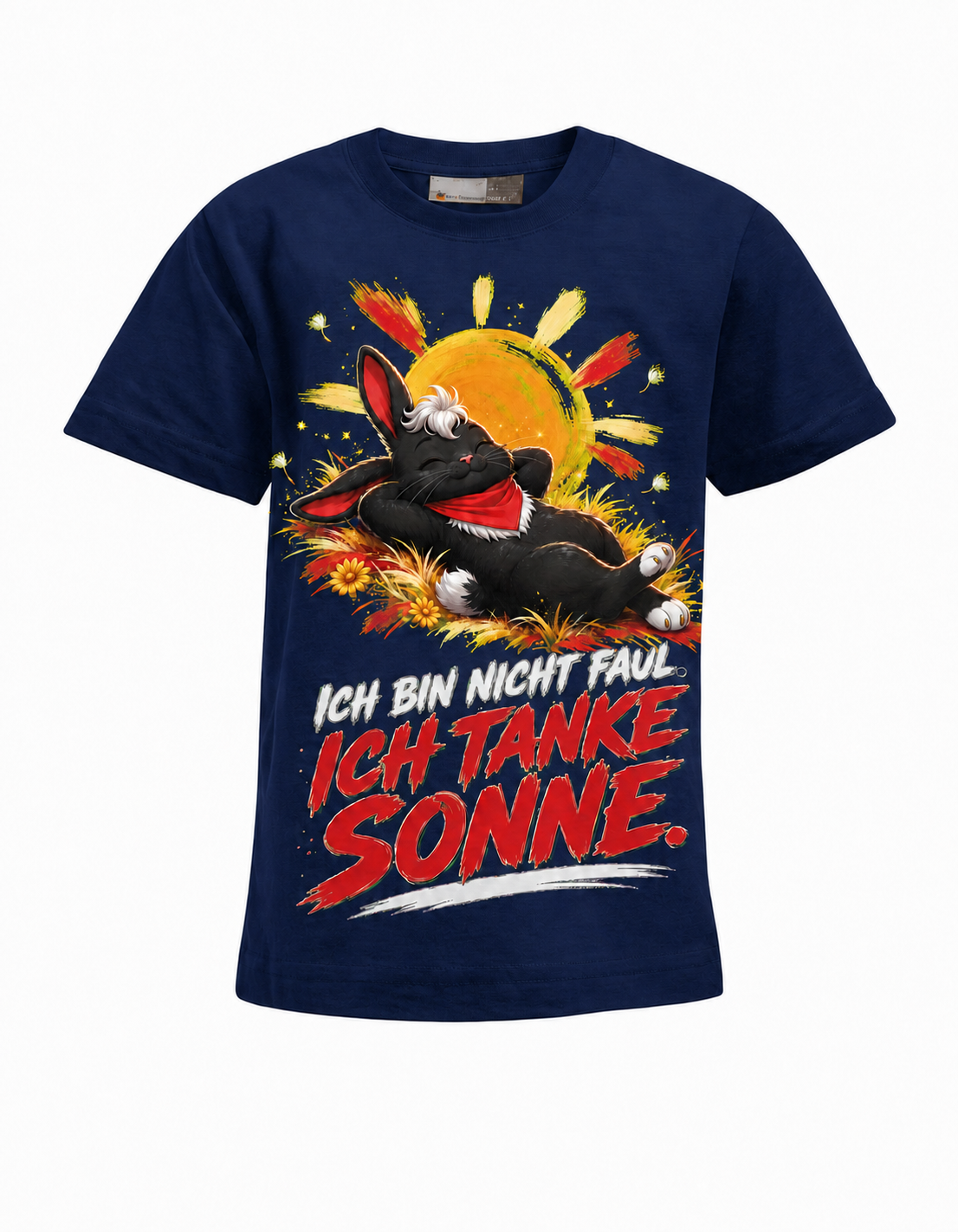Sonne tanken Hase Kinder-T-Shirt in Navy – Produktansicht