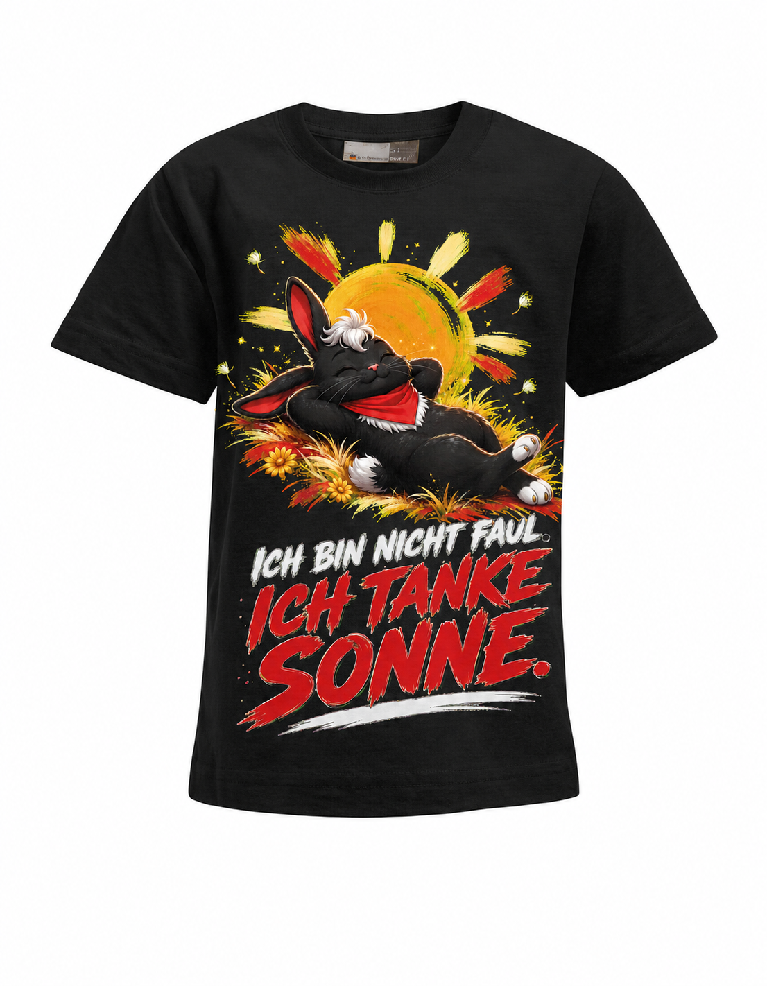 Sonne tanken Hase Kinder-T-Shirt in Schwarz – Produktansicht