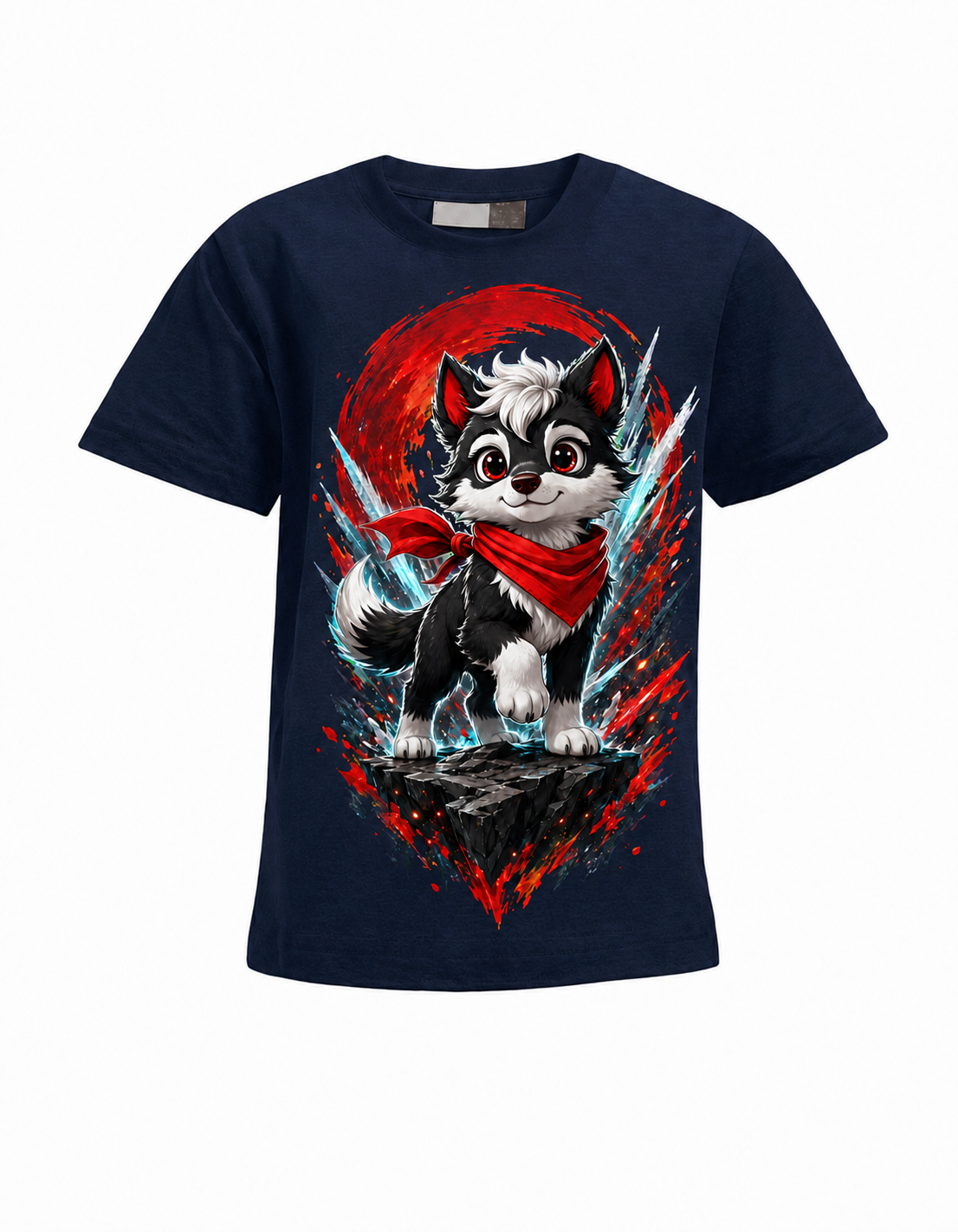 Wolf Mut Kinder-T-Shirt in Navy
