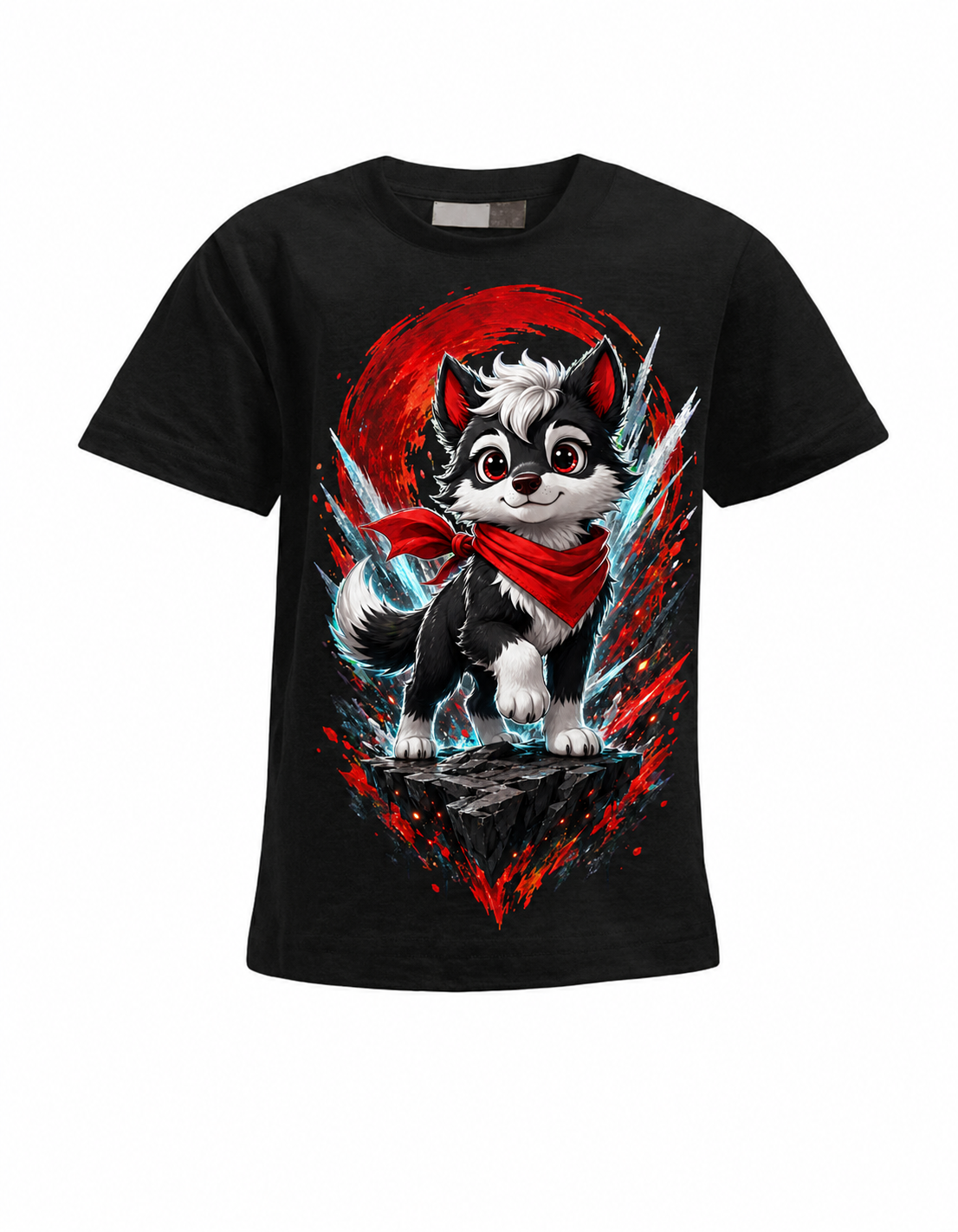 Wolf Mut Kinder-T-Shirt in Schwarz